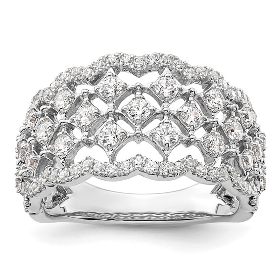 14k White Gold 1 carat Lab Grown Diamond VS/SI+ G+ Complete Fashion Ring