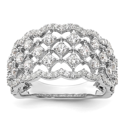 14K White Gold 1 Carat Lab Grown Diamond VS SI+ G+ Complete Fashion Ring