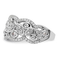 14K White Gold 0.88 Carat Lab Grown Diamond VS SI+ G+ Complete Fashion Ring view 3