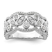 14K White Gold 0.88 Carat Lab Grown Diamond VS SI+ G+ Complete Fashion Ring view 1