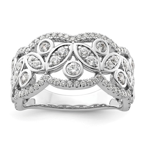 14K White Gold 0.88 Carat Lab Grown Diamond VS SI+ G+ Complete Fashion Ring