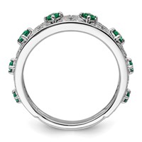 14K White Gold 0.50 Carat Lab Grown Diamond VS SI+ G+ and Lab Created Emerald Complete Ring view 2