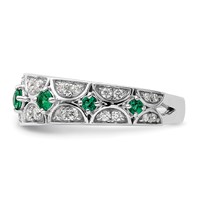 14K White Gold 0.50 Carat Lab Grown Diamond VS SI+ G+ and Lab Created Emerald Complete Ring view 3