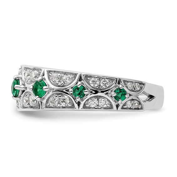 14k White Gold 1/2 carat Lab Grown Diamond VS/SI+ G+ and Lab Created Emerald Complete Ring