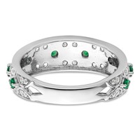 14K White Gold 0.50 Carat Lab Grown Diamond VS SI+ G+ and Lab Created Emerald Complete Ring view 5