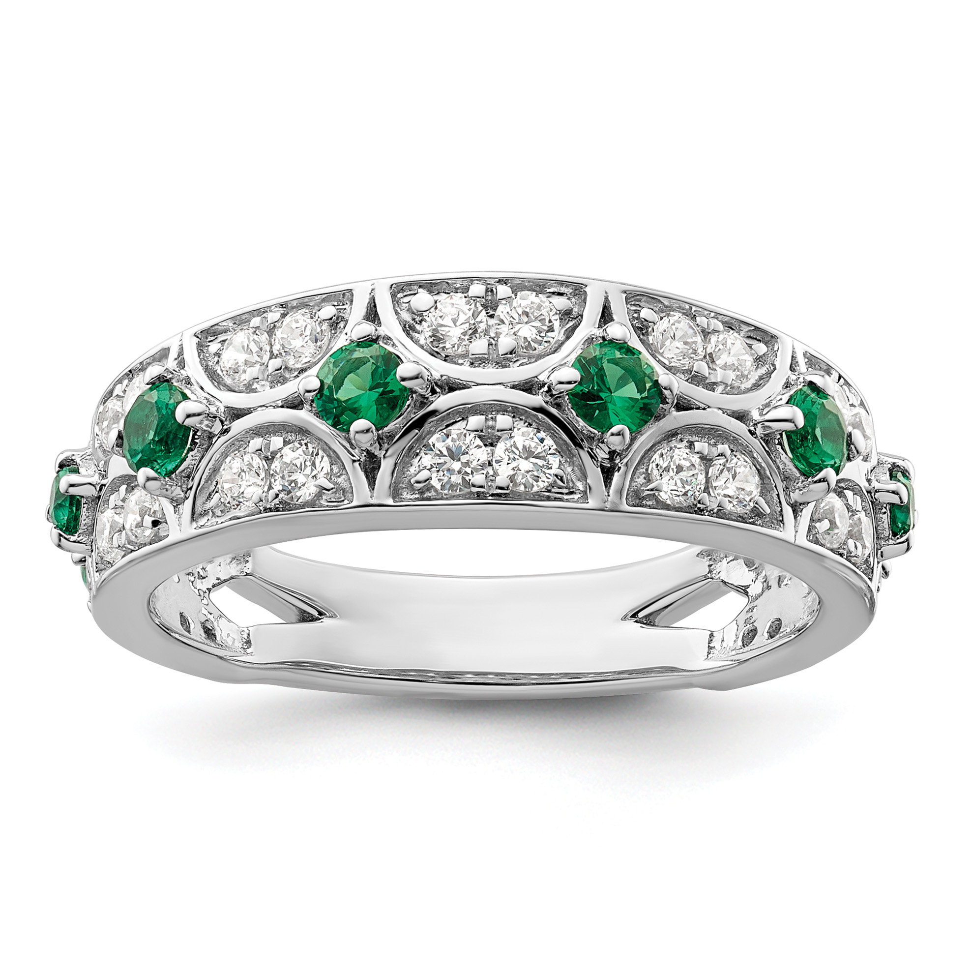 14k White Gold 1/2 carat Lab Grown Diamond VS/SI+ G+ and Lab Created Emerald Ring (RM9154-CEM-048-7WLG)