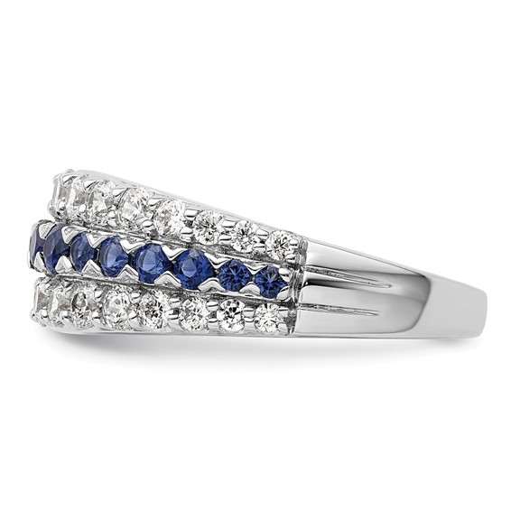 14k White Gold 7/8 carat Lab Grown Diamond VS/SI+ G+ and Lab Created Blue Sapphire Complete Fashion Ring