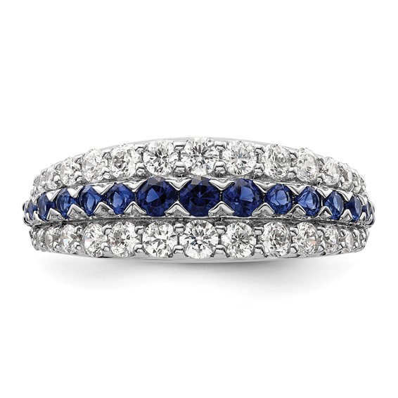 14k White Gold 7/8 carat Lab Grown Diamond VS/SI+ G+ and Lab Created Blue Sapphire Complete Fashion Ring