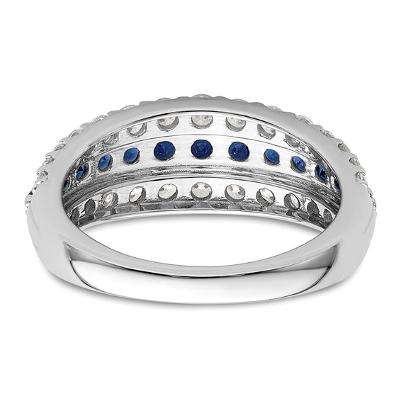 14k White Gold 7/8 carat Lab Grown Diamond VS/SI+ G+ and Lab Created Blue Sapphire Complete Fashion Ring