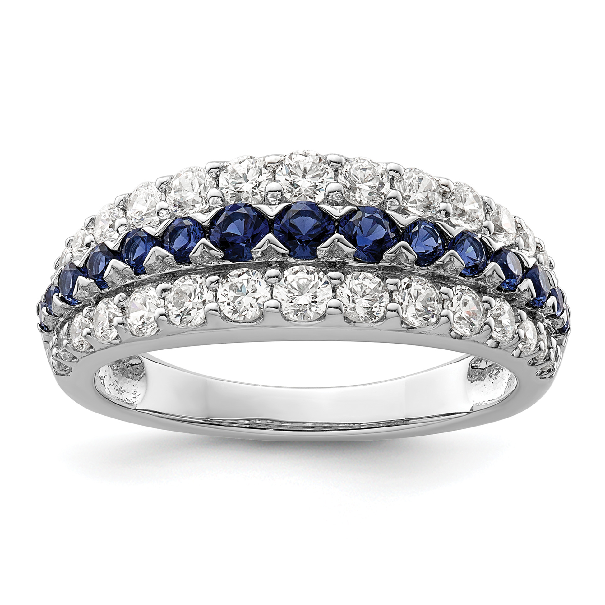 14k White Gold 7/8 carat Lab Grown Diamond VS/SI+ G+ and Lab Created Blue Sapphire Fashion Ring (RM9155-CSA-093-7WLG)