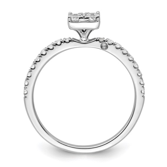 Two Promises 14k White Gold 1/2 carat Lab Grown Diamond VS/SI+ G+ Complete Cluster Engagement Ring