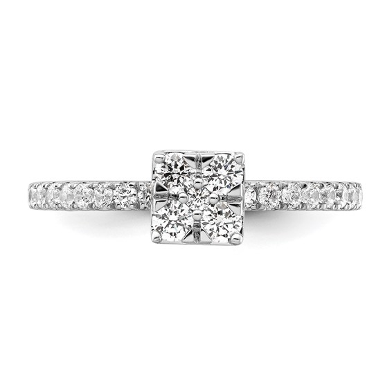 Two Promises 14k White Gold 1/2 carat Lab Grown Diamond VS/SI+ G+ Complete Cluster Engagement Ring