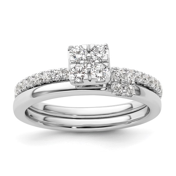 Two Promises 14k White Gold 1/2 carat Lab Grown Diamond VS/SI+ G+ Complete Cluster Engagement Ring