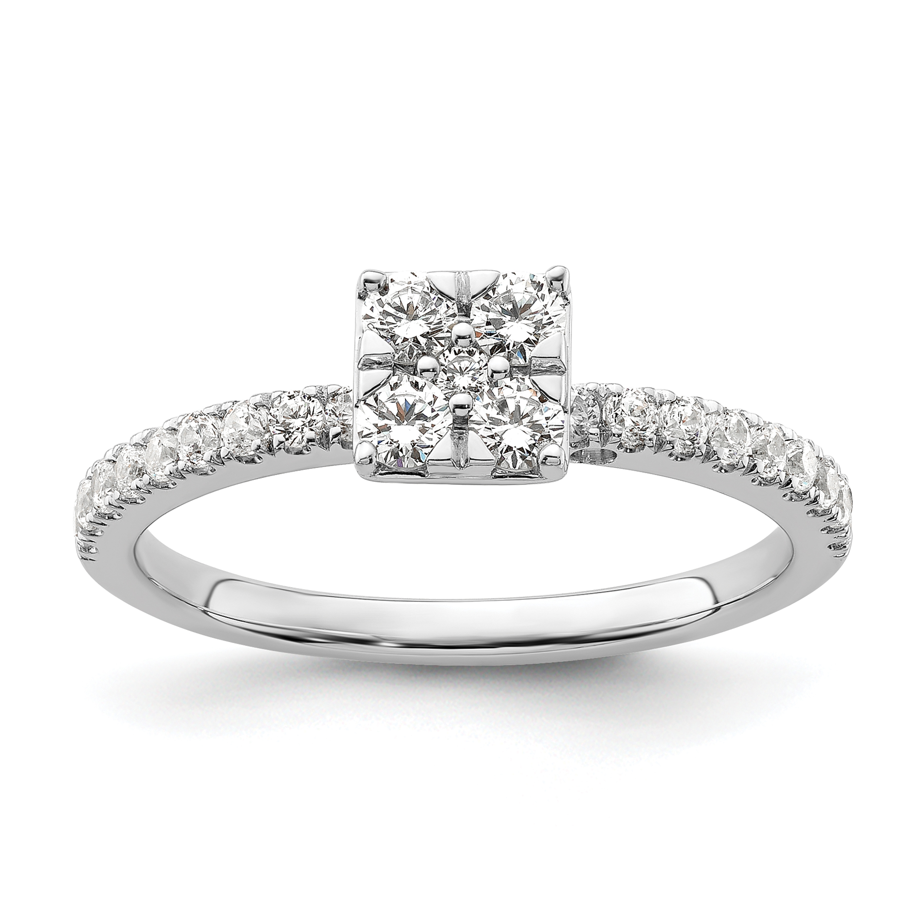 Two Promises 14k White Gold 1/2 carat Lab Grown Diamond VS/SI+ G+ Complete Cluster Engagement Ring (RM9205E-028-CWLG)