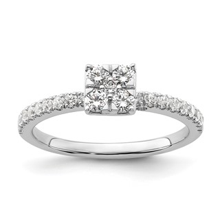 Two Promises 14k White Gold 1/2 carat Lab Grown Diamond VS/SI+ G+ Complete Cluster Engagement Ring