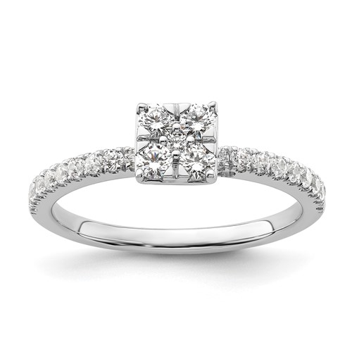 Two Promises 14K White Gold 0.50 Carat Lab Grown Diamond VS SI+ G+ Complete Cluster Engagement Ring