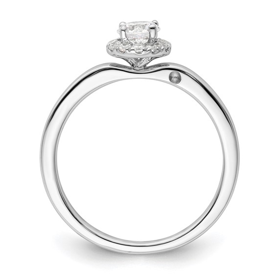 Two Promises 14k White Gold 1/2 carat Lab Grown Diamond VS/SI+ G+ Complete Petite Halo Engagement Ring