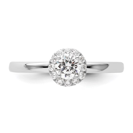 Two Promises 14k White Gold 1/2 carat Lab Grown Diamond VS/SI+ G+ Complete Petite Halo Engagement Ring