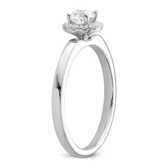 Two Promises 14k White Gold 1/2 carat Lab Grown Diamond VS/SI+ G+ Complete Petite Halo Engagement Ring