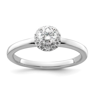 Two Promises 14k White Gold 1/2 carat Lab Grown Diamond VS/SI+ G+ Complete Petite Halo Engagement Ring