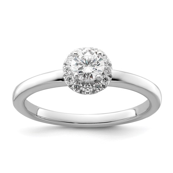 Two Promises 14k White Gold 1/2 carat Lab Grown Diamond VS/SI+ G+ Complete Petite Halo Engagement Ring