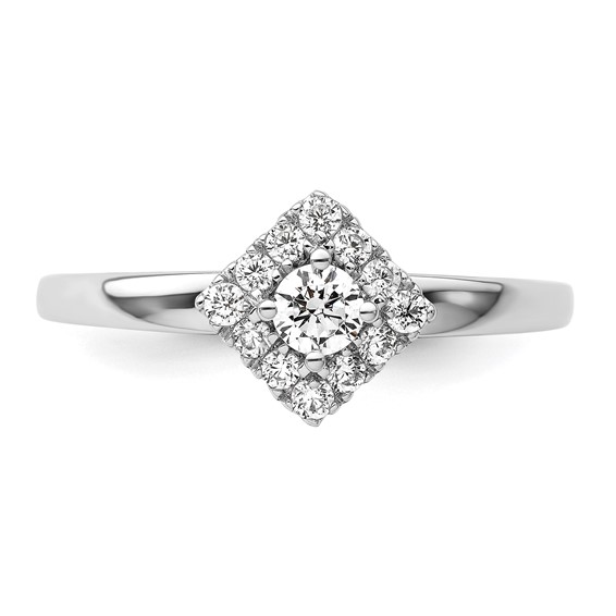 Two Promises 14k White Gold 1/3 carat Lab Grown Diamond VS/SI+ G+ Complete Halo Engagement Ring
