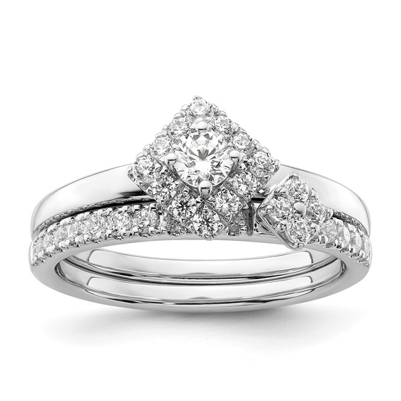 Two Promises 14k White Gold 1/3 carat Lab Grown Diamond VS/SI+ G+ Complete Halo Engagement Ring