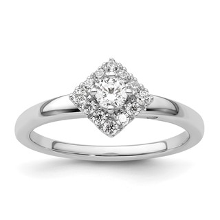 Two Promises 14k White Gold 1/3 carat Lab Grown Diamond VS/SI+ G+ Complete Halo Engagement Ring