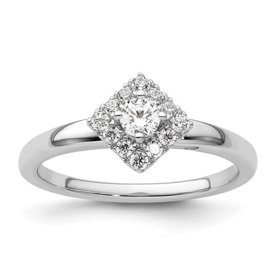 Two Promises 14k White Gold 1/3 carat Lab Grown Diamond VS/SI+ G+ Complete Halo Engagement Ring