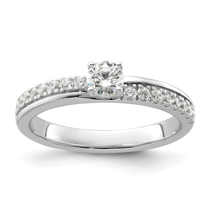 14K White Gold Lab Grown VS/SI+ G+ Dia Two Promises Complete Eng Ring