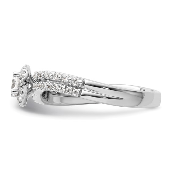 Two Promises 14k White Gold 1/2 carat Lab Grown Diamond VS/SI+ G+ Complete Halo Engagement Ring