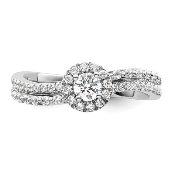 Two Promises 14k White Gold 1/2 carat Lab Grown Diamond VS/SI+ G+ Complete Halo Engagement Ring