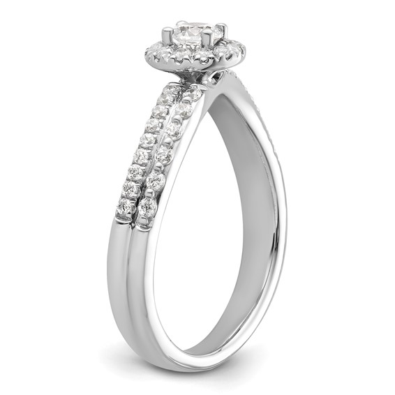 Two Promises 14k White Gold 1/2 carat Lab Grown Diamond VS/SI+ G+ Complete Halo Engagement Ring