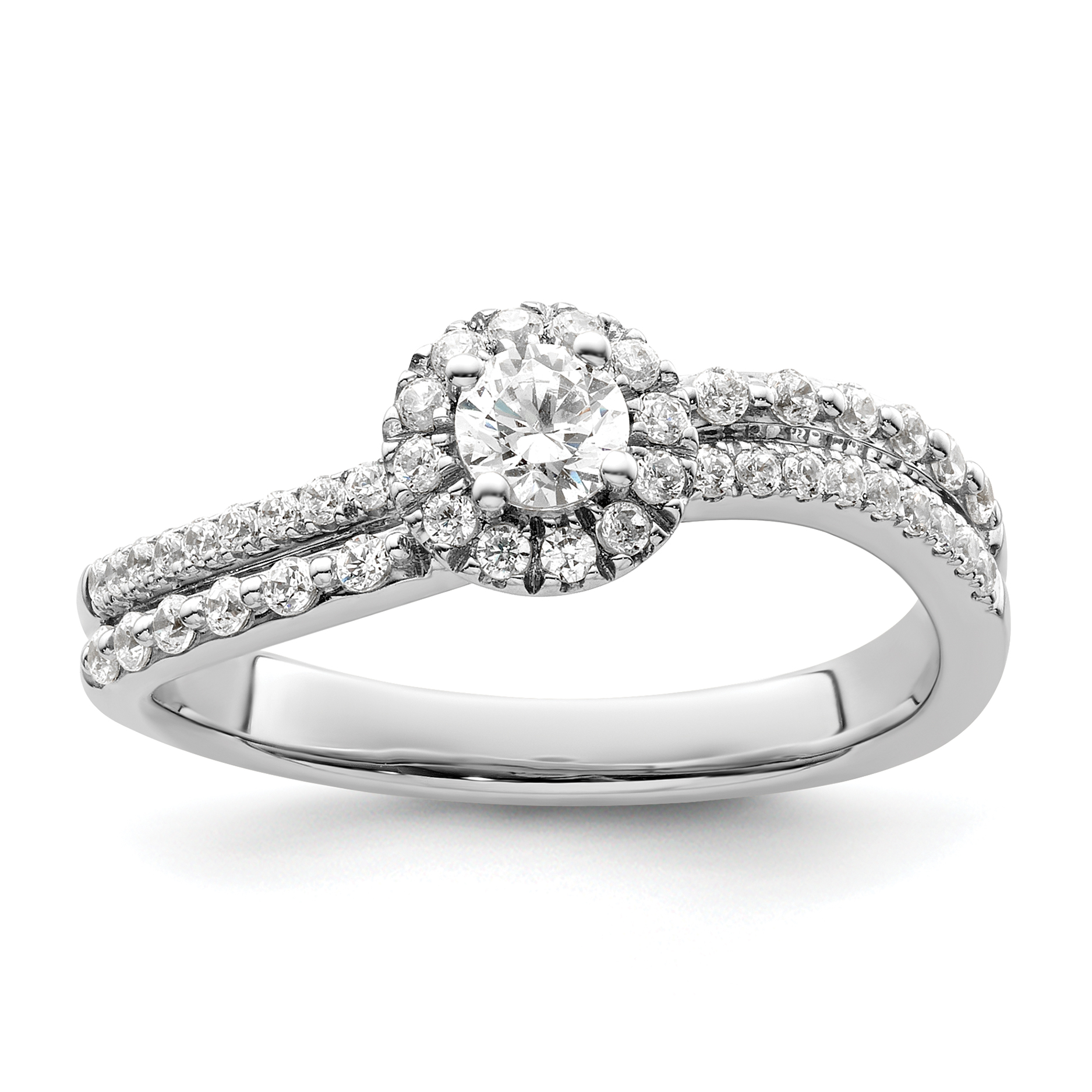 Two Promises 14k White Gold 1/2 carat Lab Grown Diamond VS/SI+ G+ Complete Halo Engagement Ring (RM9211E-020-CWLG)