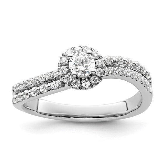 Two Promises 14k White Gold 1/2 carat Lab Grown Diamond VS/SI+ G+ Complete Halo Engagement Ring