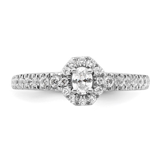Two Promises 14k White Gold 5/8 carat Lab Grown Diamond VS/SI+ G+ Complete Petite Halo Engagement Ring