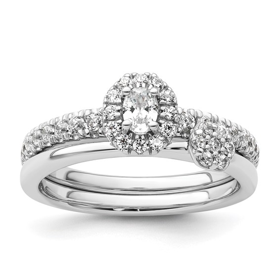 Two Promises 14k White Gold 5/8 carat Lab Grown Diamond VS/SI+ G+ Complete Petite Halo Engagement Ring