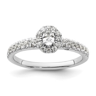 Two Promises 14k White Gold 5/8 carat Lab Grown Diamond VS/SI+ G+ Complete Petite Halo Engagement Ring