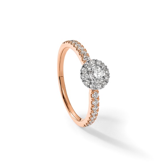 Two Promises 14k Two-tone 5/8 carat Lab Grown Diamond VS/SI+ G+ Complete Petite Halo Engagement Ring