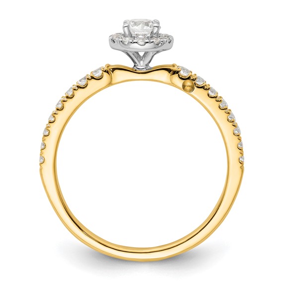 Two Promises 14k Two-tone 5/8 carat Lab Grown Diamond VS/SI+ G+ Complete Petite Halo Engagement Ring