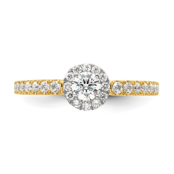 Two Promises 14k Two-tone 5/8 carat Lab Grown Diamond VS/SI+ G+ Complete Petite Halo Engagement Ring