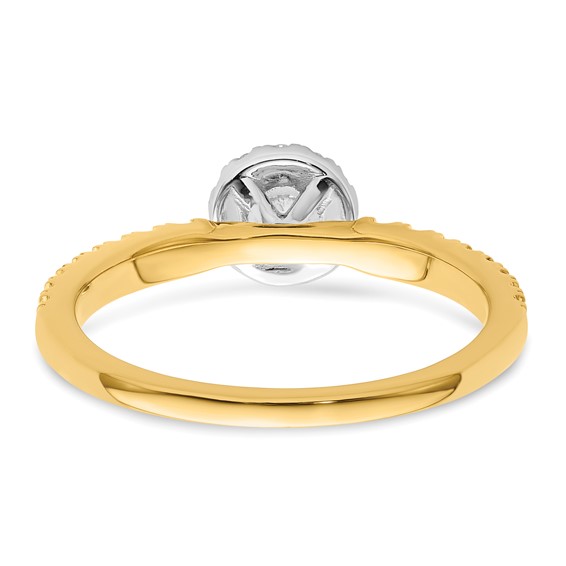 Two Promises 14k Two-tone 5/8 carat Lab Grown Diamond VS/SI+ G+ Complete Petite Halo Engagement Ring