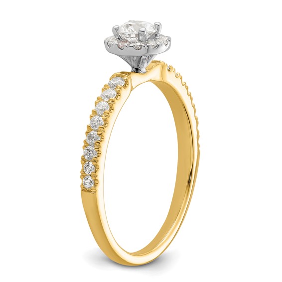 Two Promises 14k Two-tone 5/8 carat Lab Grown Diamond VS/SI+ G+ Complete Petite Halo Engagement Ring