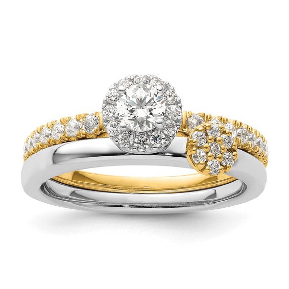 Two Promises 14k Two-tone 5/8 carat Lab Grown Diamond VS/SI+ G+ Complete Petite Halo Engagement Ring