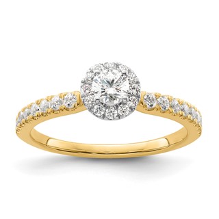 Two Promises 14k Two-tone 5/8 carat Lab Grown Diamond VS/SI+ G+ Complete Petite Halo Engagement Ring