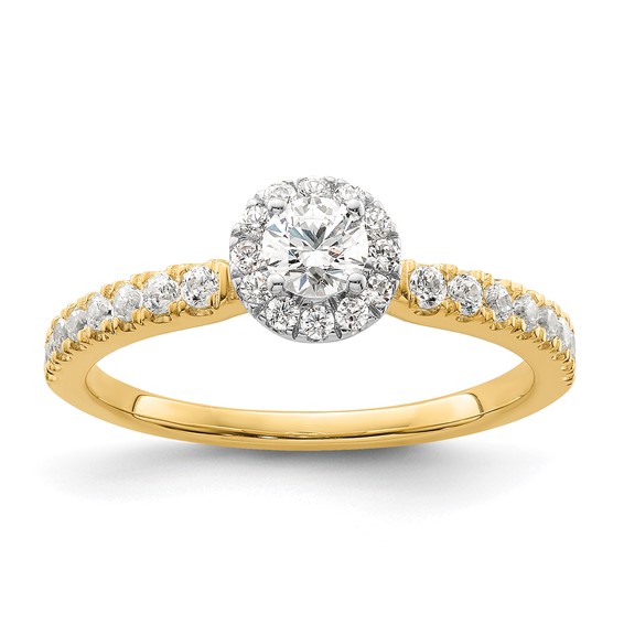 Two Promises 14k Two-tone 5/8 carat Lab Grown Diamond VS/SI+ G+ Complete Petite Halo Engagement Ring