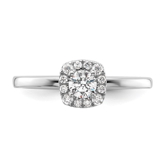 Two Promises 14k White Gold 3/8 carat Lab Grown Diamond VS/SI+ G+ Complete Petite Halo Engagement Ring