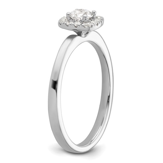 Two Promises 14k White Gold 3/8 carat Lab Grown Diamond VS/SI+ G+ Complete Petite Halo Engagement Ring