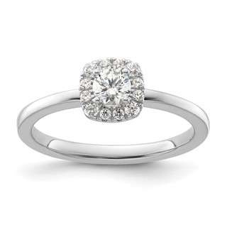 Two Promises 14k White Gold 3/8 carat Lab Grown Diamond VS/SI+ G+ Complete Petite Halo Engagement Ring