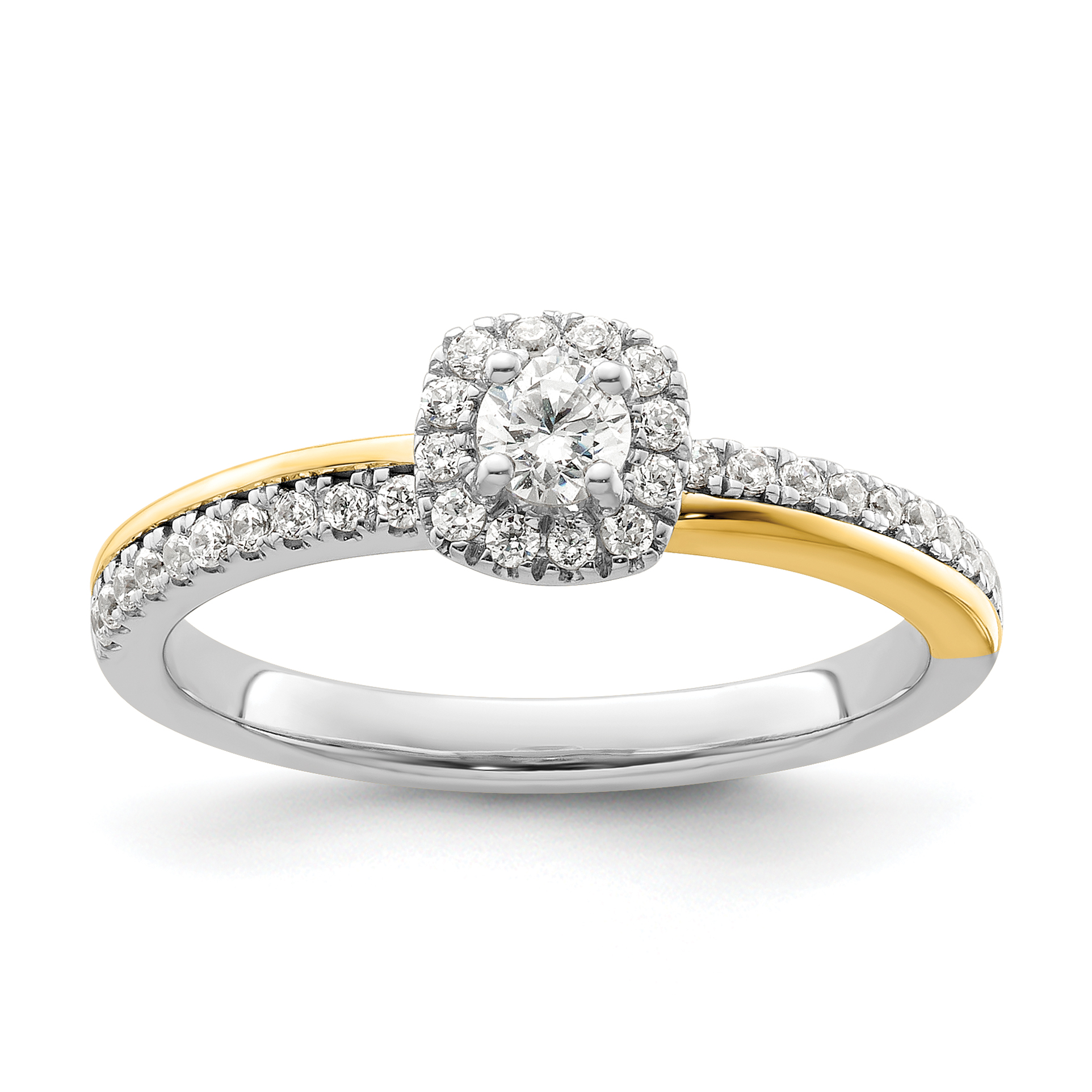 14K Two-Tone Lab Grown VS/SI+ G+ Dia Two Promises Halo Complete Eng Ring (RM9217E-015-CWYLG)
